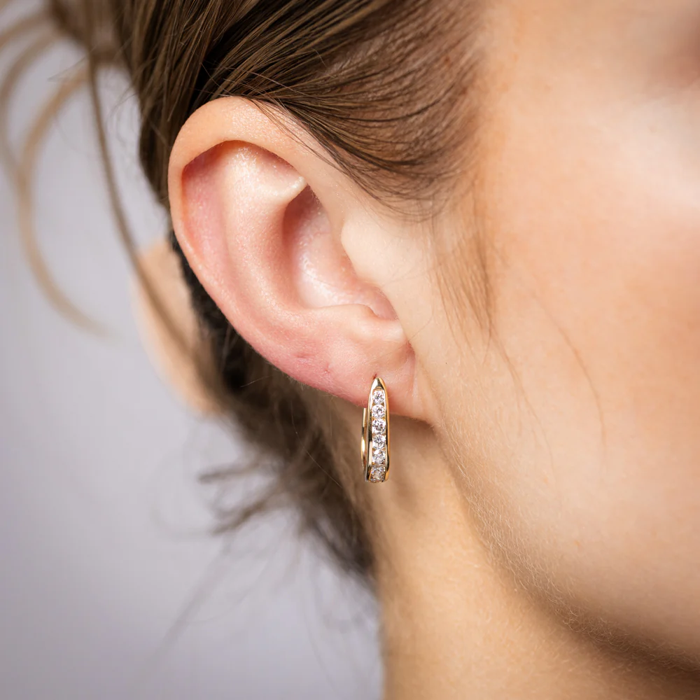 Luminesce Lab Grown 3/4 Carat Diamond Hoop Earrings in 9ct Yellow Gold - Image 2