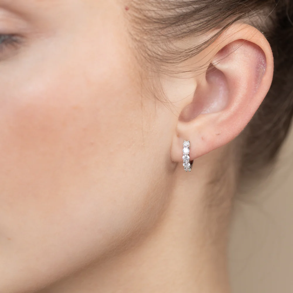 Luminesce Lab Grown 3/4 Carat Diamond Hoop Earrings in Sterling Silver - Image 2