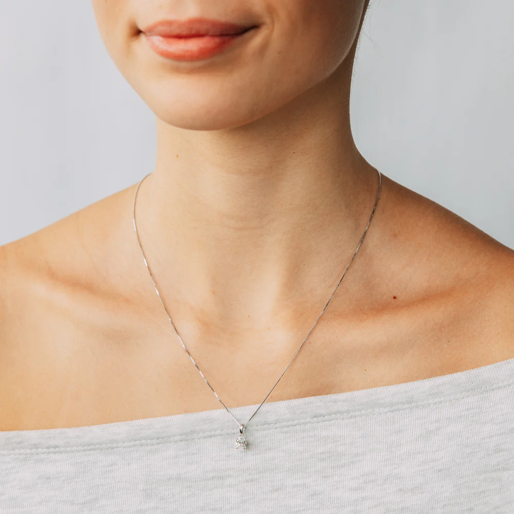 Luminesce Lab Grown 3/4 Carat Diamond Solitaire Oval Pendant on Chain in Sterling Silver - Image 3