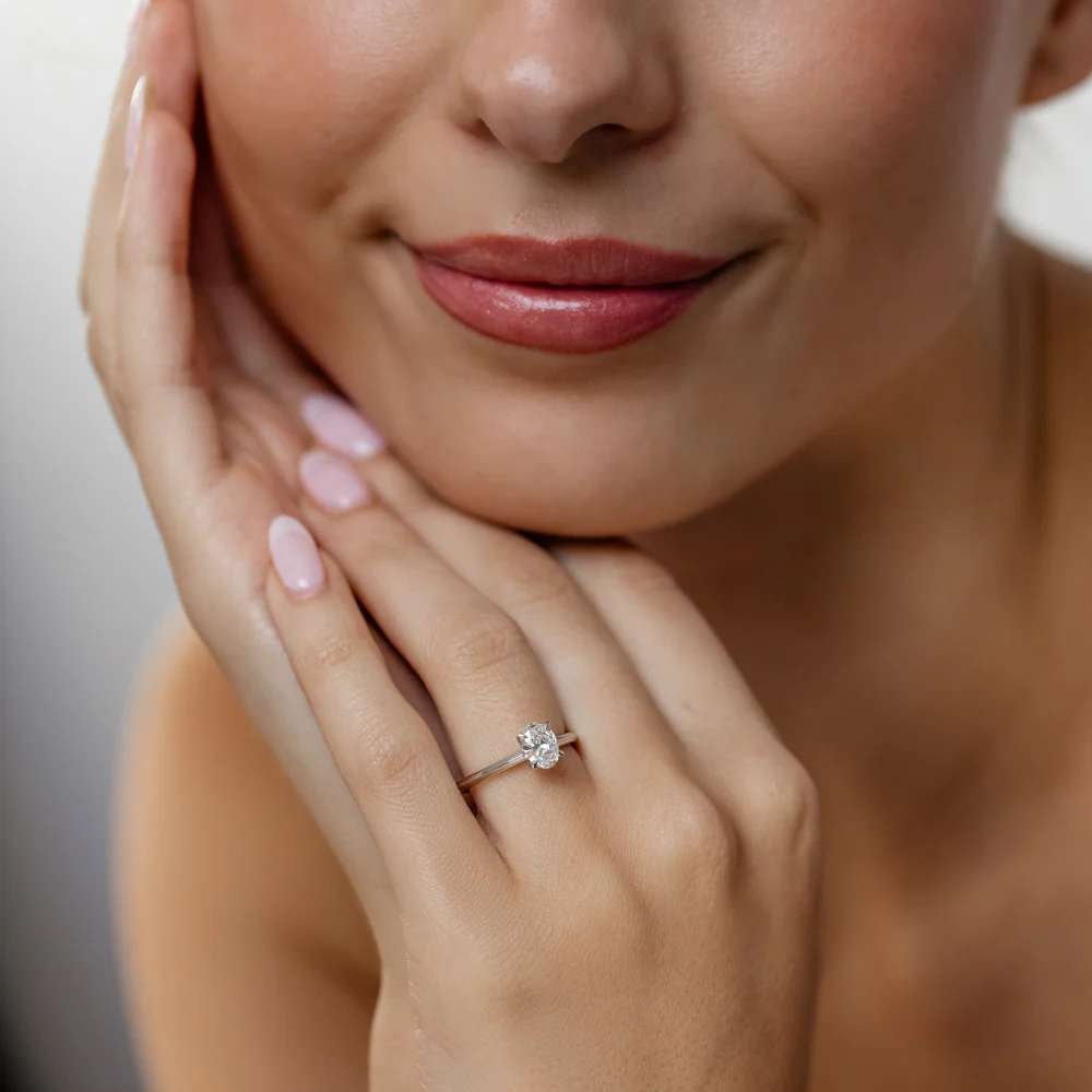 Luminesce Lab Grown 3/4 Carat Diamond Solitaire Oval Ring in Sterling Silver - Image 3