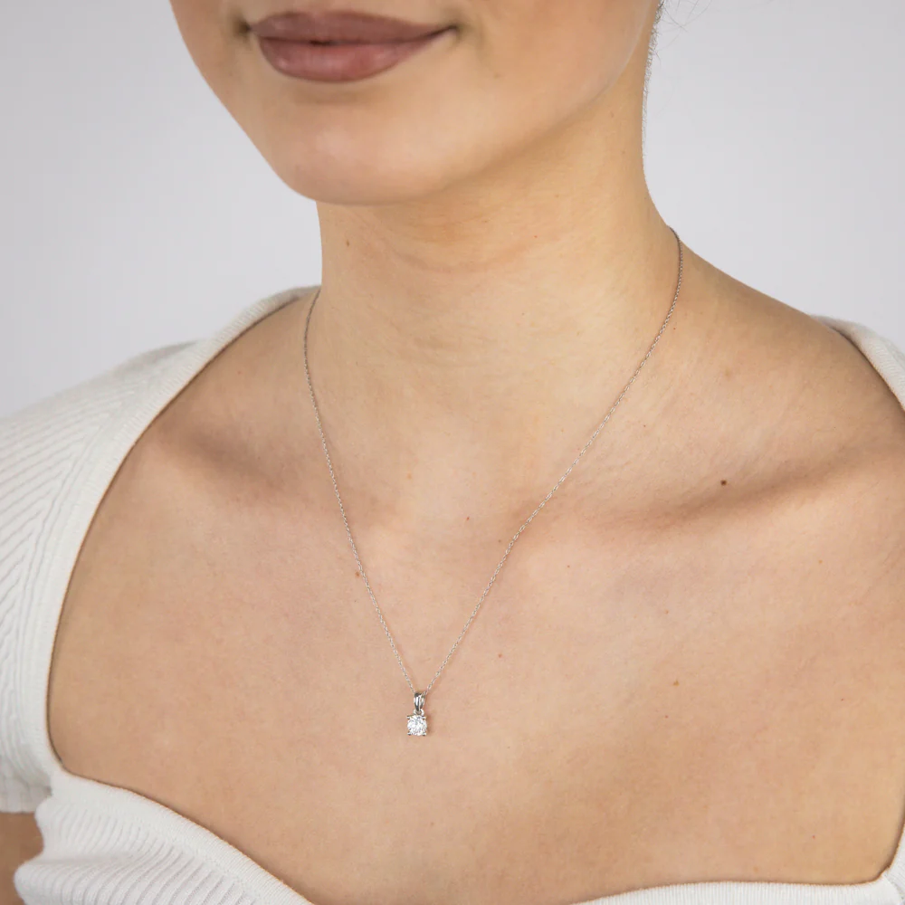 Luminesce Lab Grown 3/4 Carat Diamond Solitaire Pendant on 9ct White Gold Adjustable Chain - Image 2