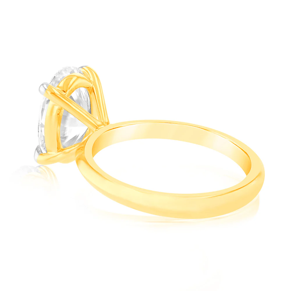 Luminesce Lab Grown 3 Carat Certified Diamond Oval Solitaire Ring in 18ct Yellow Gold - Image 3