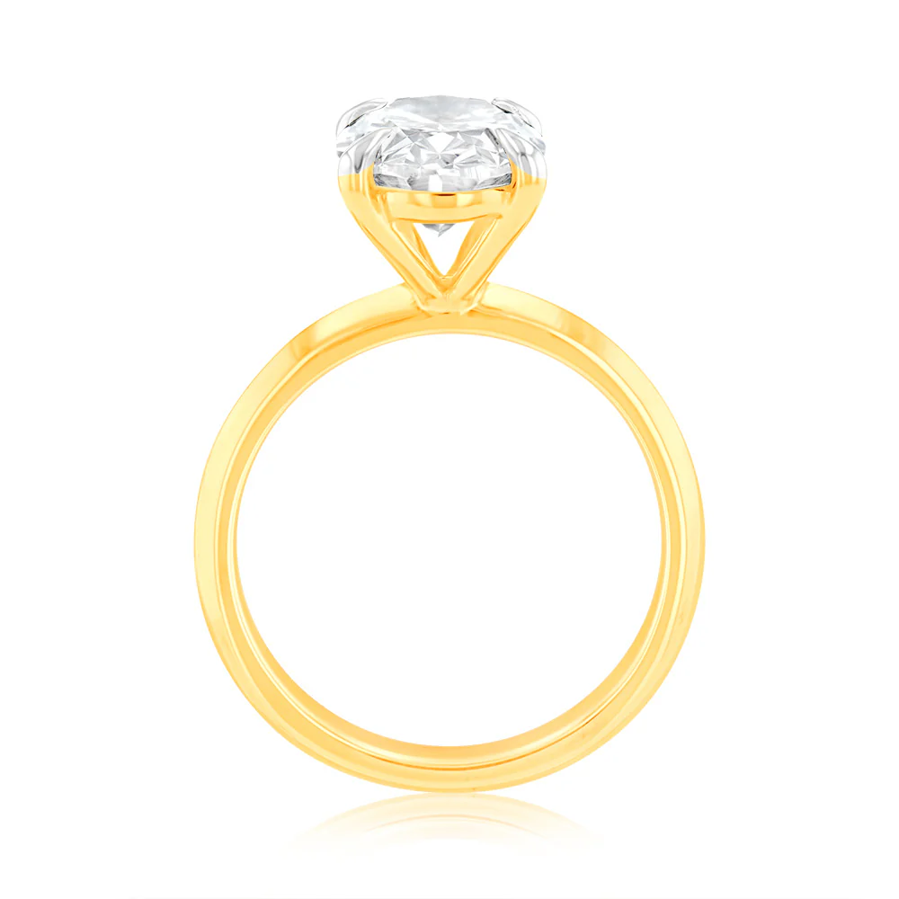 Luminesce Lab Grown 3 Carat Certified Diamond Oval Solitaire Ring in 18ct Yellow Gold - Image 4