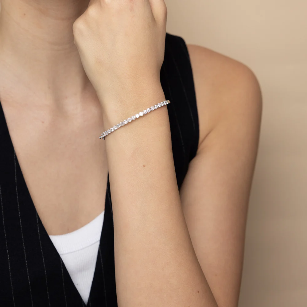 Luminesce Lab Grown 3 Carat Diamond Bangle in Sterling Silver - Image 2