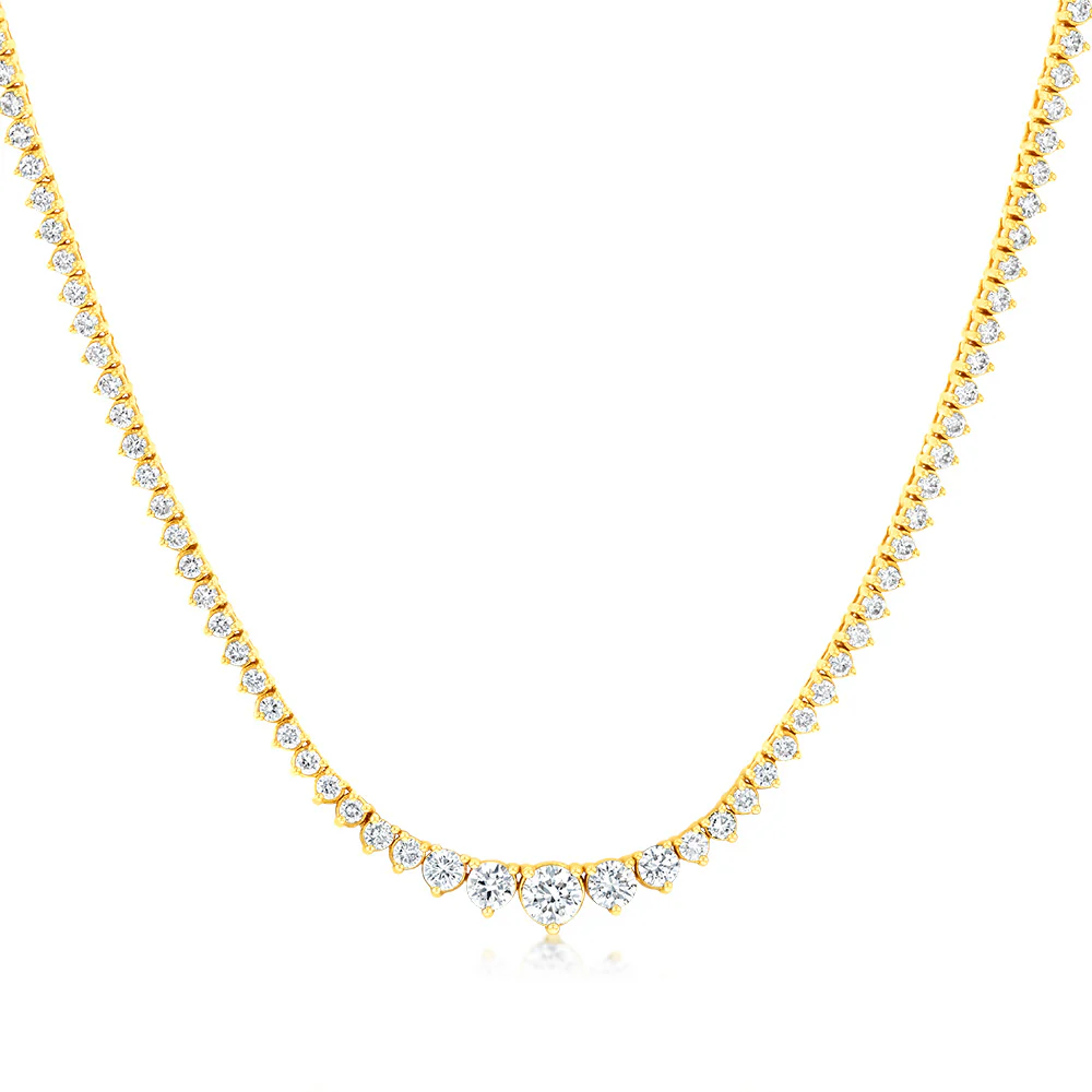 Luminesce Lab Grown 3 Carat Diamond Tennis Necklace in 9ct Yellow Gold - Image 2