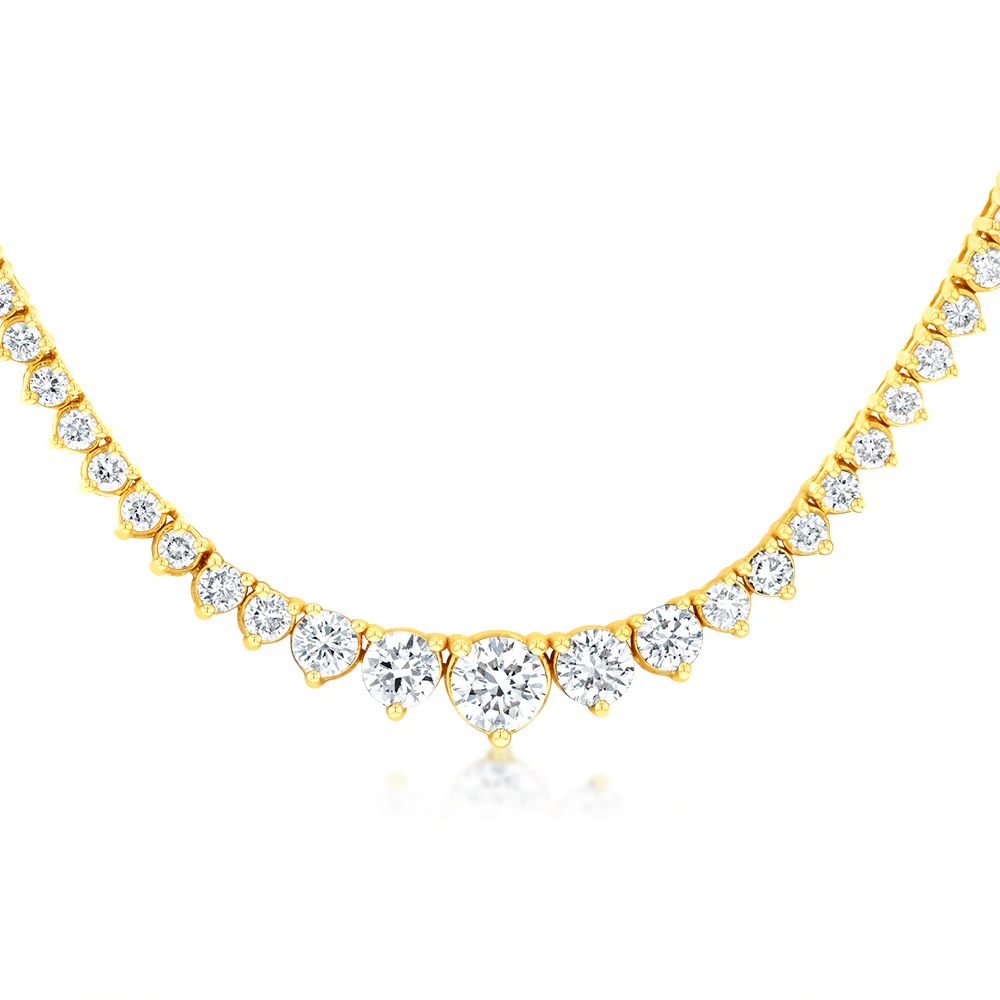 Luminesce Lab Grown 3 Carat Diamond Tennis Necklace in 9ct Yellow Gold - Image 3
