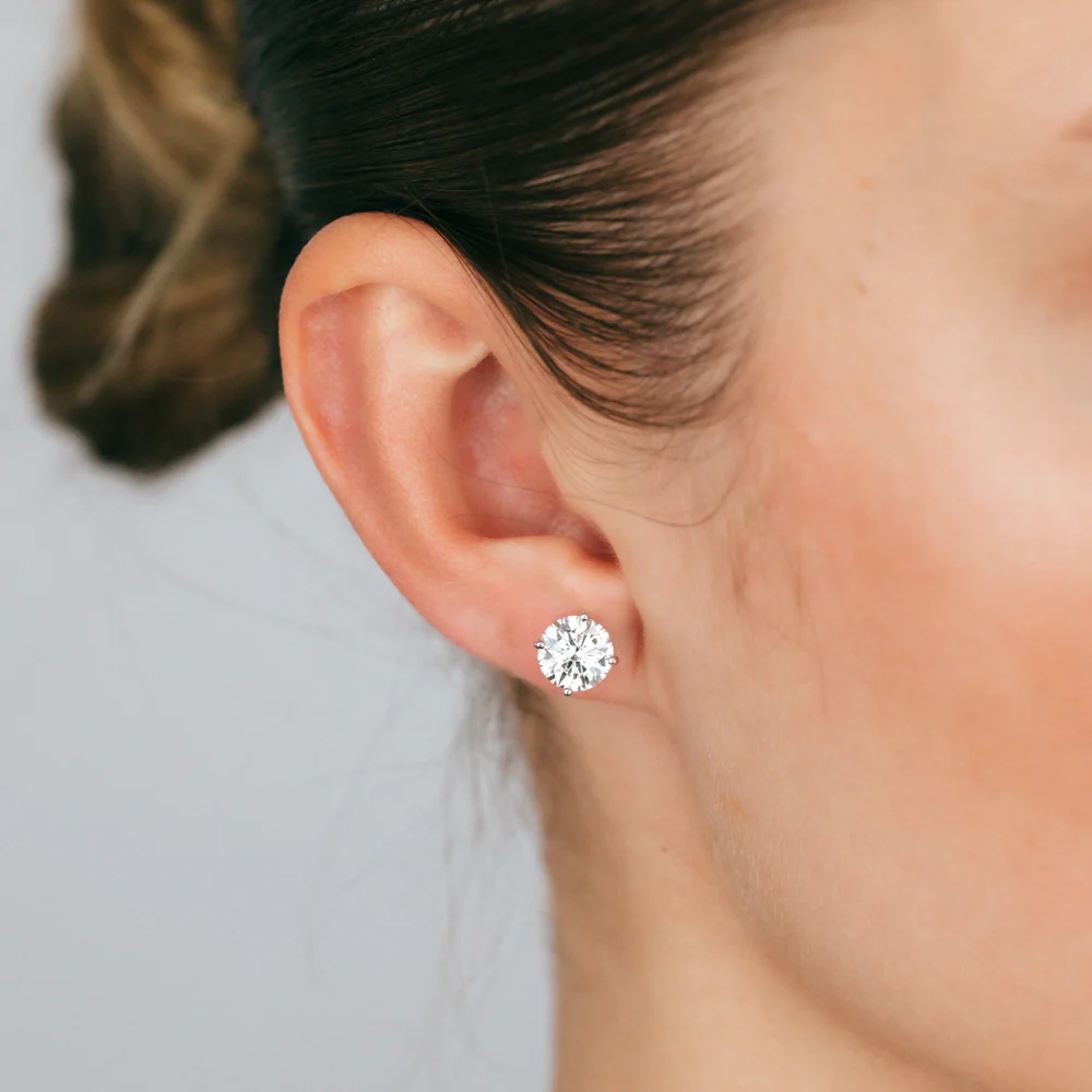 Luminesce Lab Grown 3 Carat Solitaire Diamond Stud Earrings in 14ct White Gold - Image 2