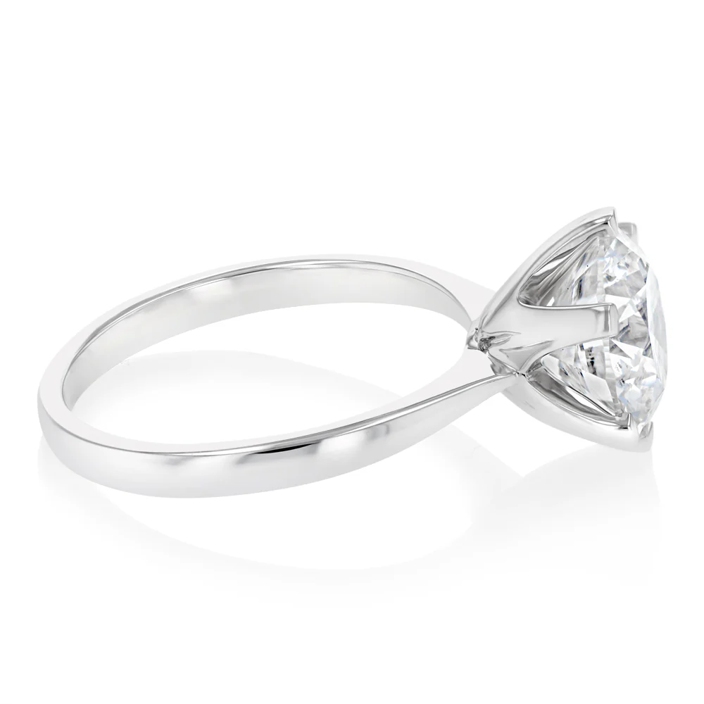 Luminesce Lab Grown 3 Carats Certified Diamond Solitaire Ring in 18ct White Gold - Image 2