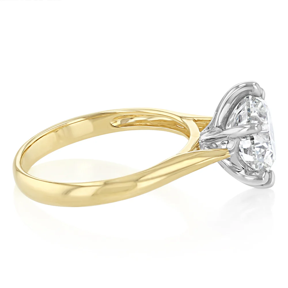 Luminesce Lab Grown 3 Carats Diamond Solitaire Ring in 9ct Yellow Gold - Image 2