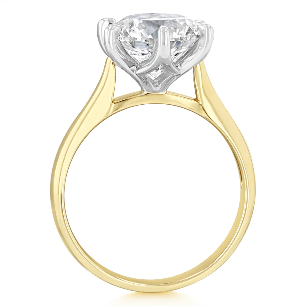 Luminesce Lab Grown 3 Carats Diamond Solitaire Ring in 9ct Yellow Gold - Image 3