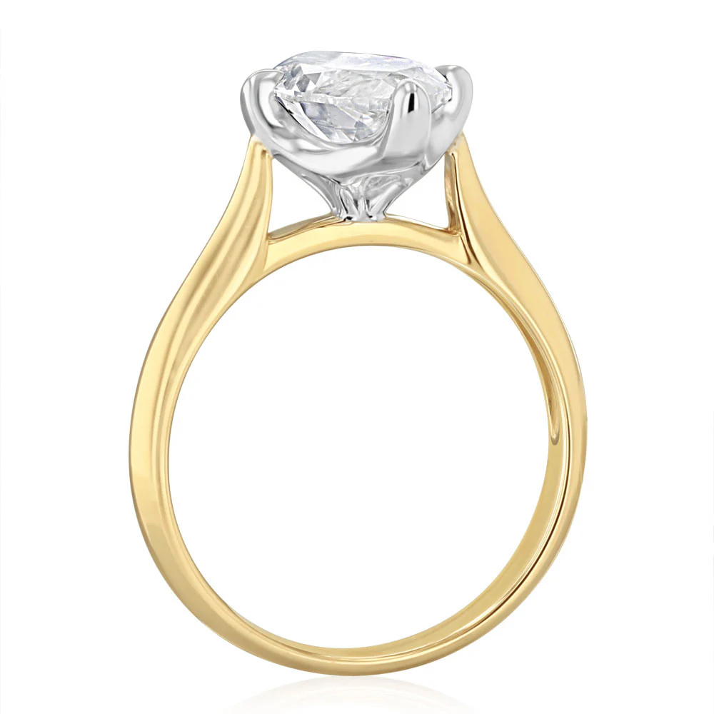 Luminesce Lab Grown 3 Carats Marquise Diamond Solitaire Ring in 9ct Yellow Gold - Image 3