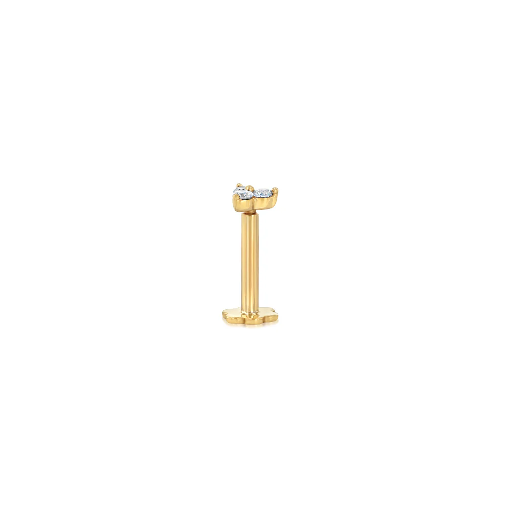 Luminesce Lab Grown 3 Diamond Cluster Single Flatback Earring in 9ct Yellow Gold - Image 3