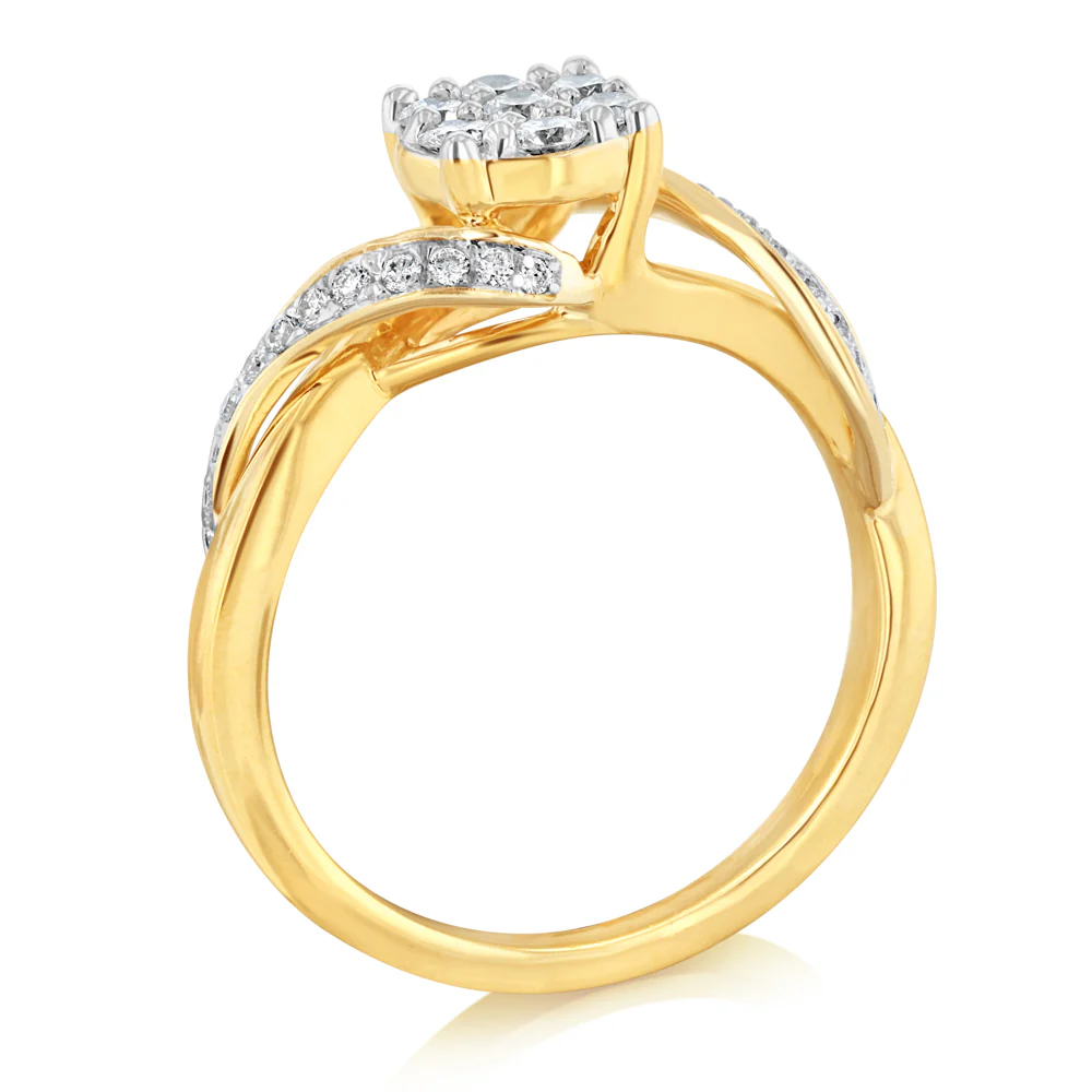 Luminesce Lab Grown 31 Diamonds Cluster Ring in 9ct Yellow Gold - Image 3
