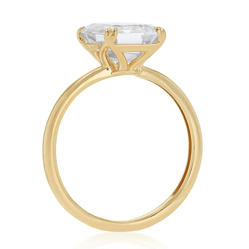 Luminesce Lab Grown 4 Carat Certified Emerald Diamond Solitaire Ring in 9ct Yellow Gold - Image 3