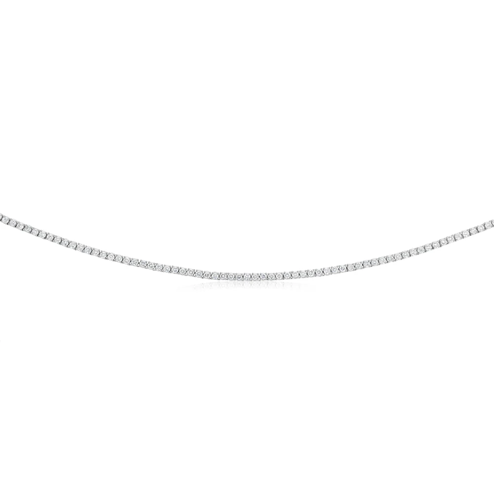 Luminesce Lab Grown 4 Carat Diamond Adjustable Tennis Necklace in Sterling Silver - Image 2