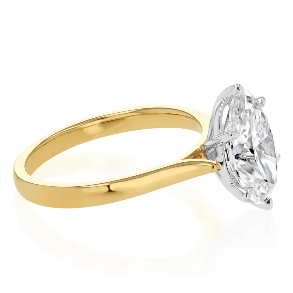 Luminesce Lab Grown 4 Carat Diamond Oval Solitaire Ring in 9ct Yellow Gold - Image 2