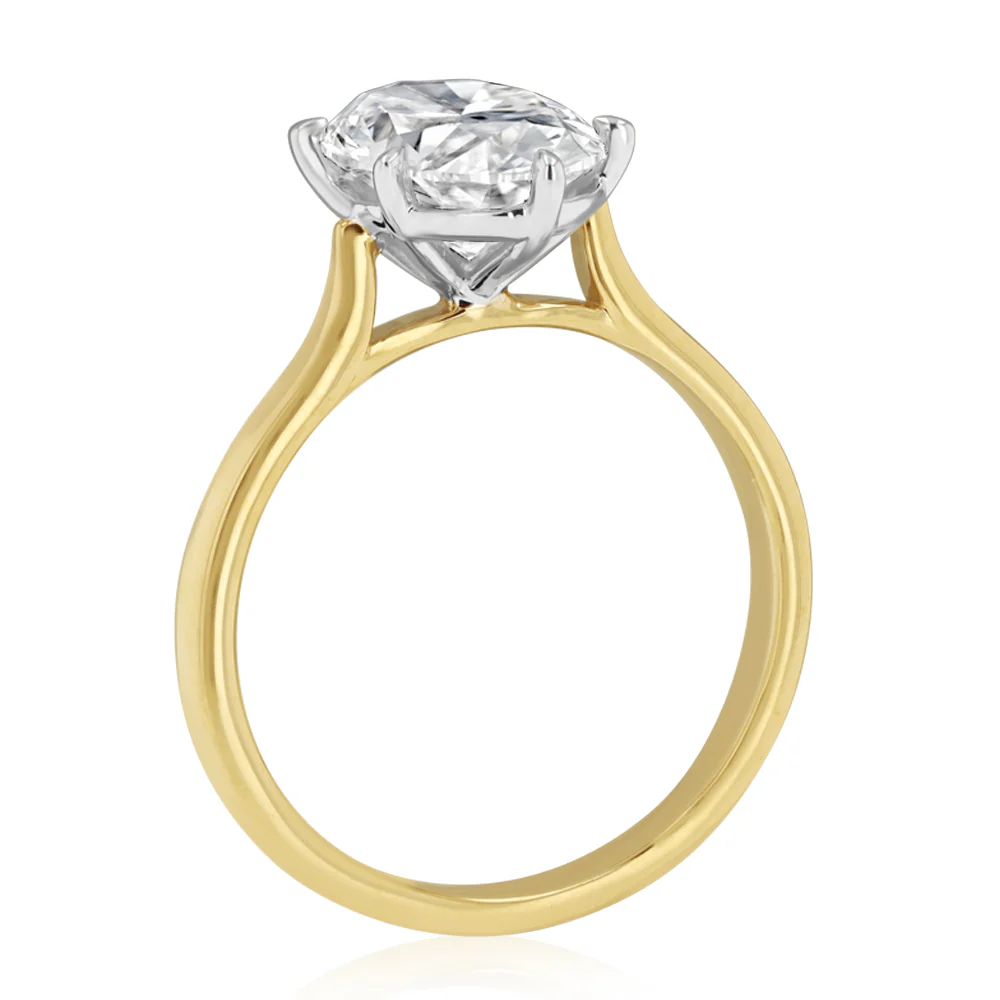 Luminesce Lab Grown 4 Carat Diamond Oval Solitaire Ring in 9ct Yellow Gold - Image 3