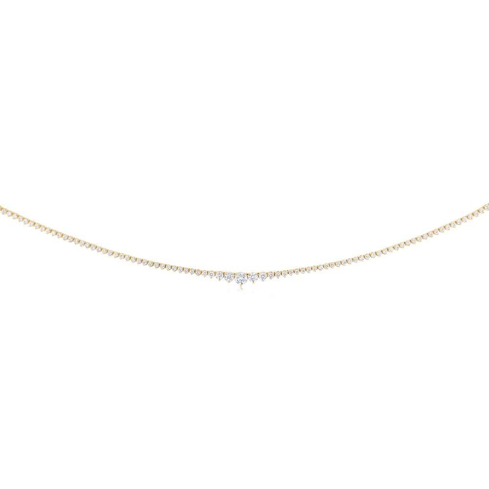 Luminesce Lab Grown 4 Carat Diamond Tennis Necklace in 9ct Yellow Gold - Image 2