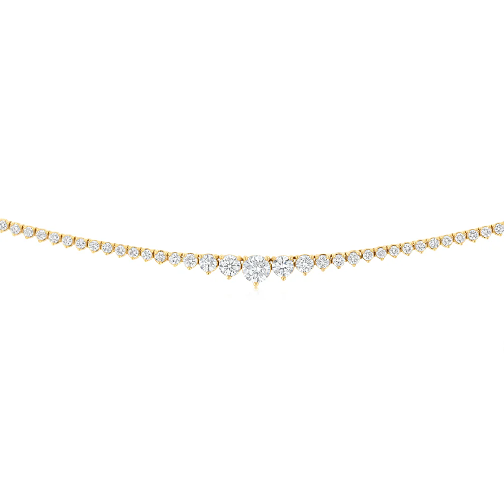 Luminesce Lab Grown 4 Carat Diamond Tennis Necklace in 9ct Yellow Gold - Image 3