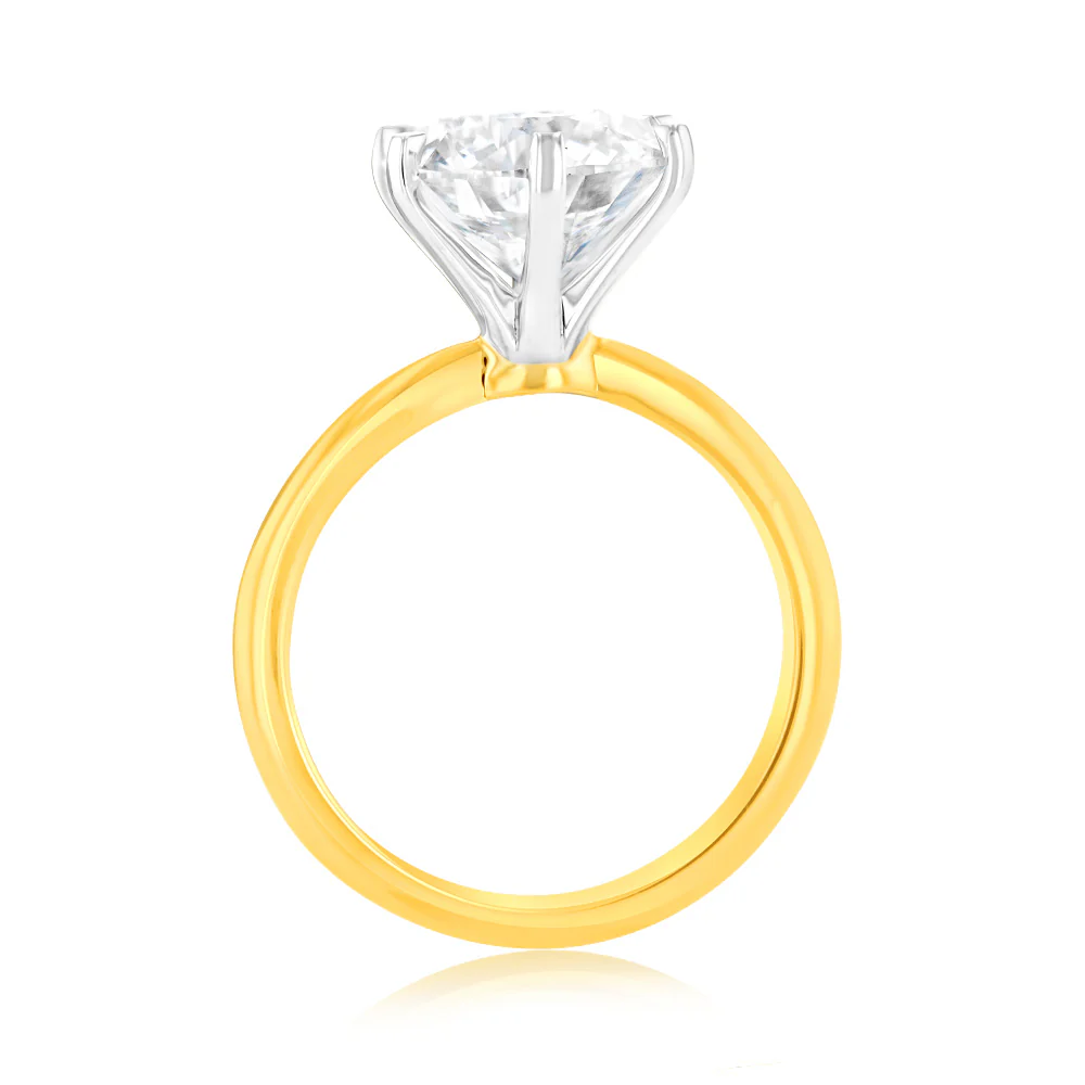 Luminesce Lab Grown 4 Carats Certified Diamond Solitaire Ring in 18ct Yellow Gold - Image 3