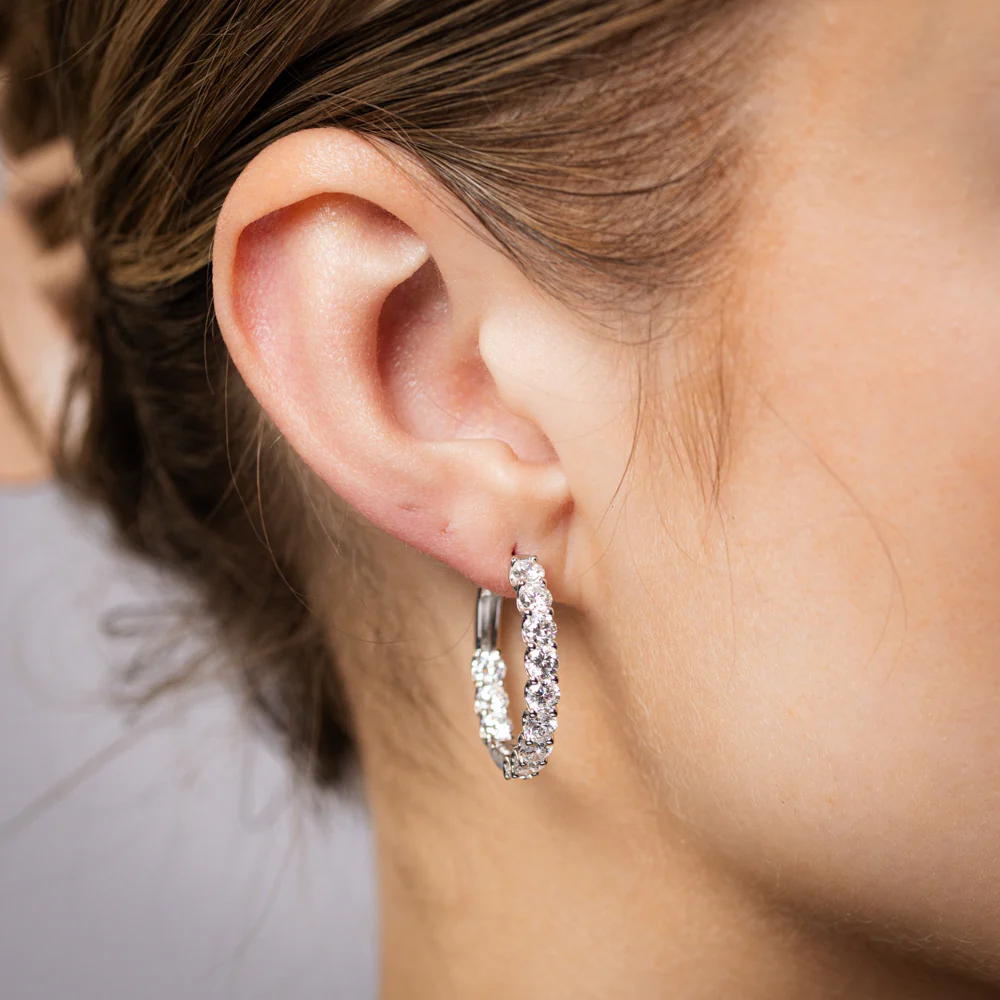 Luminesce Lab Grown 4 Carats Diamond Hoop Earrings in Sterling Silver - Image 2