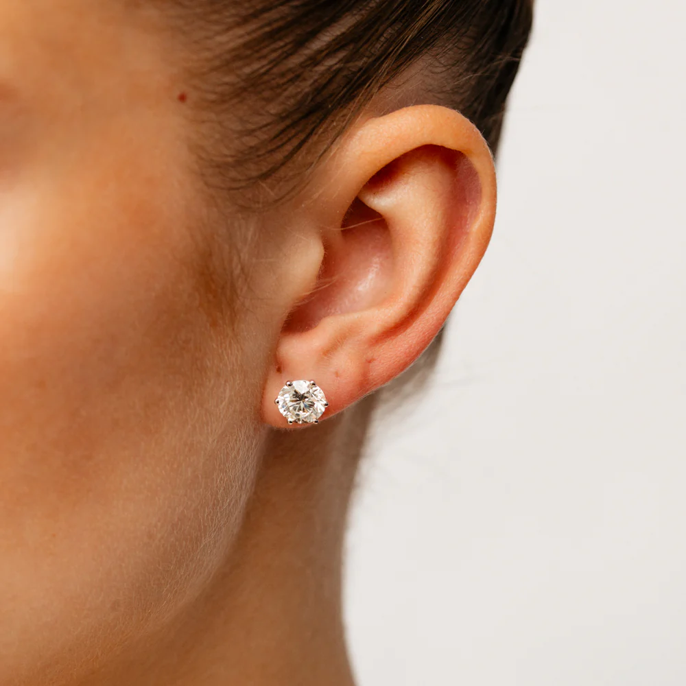 Luminesce Lab Grown 4 Carats Diamond Stud Earrings in Sterling Silver - Image 2
