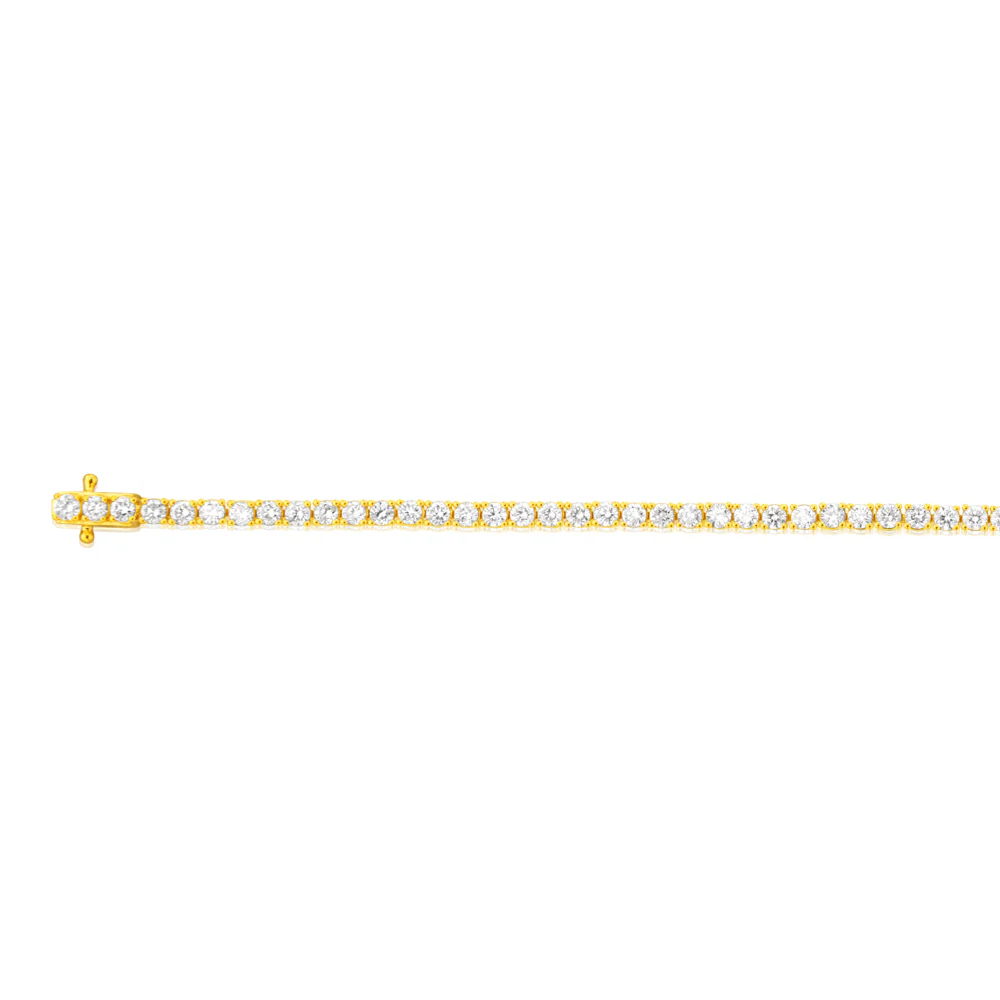 Luminesce Lab Grown 4 Carats Diamond Tennis Bracelet in Gold Plated Silver - Image 2