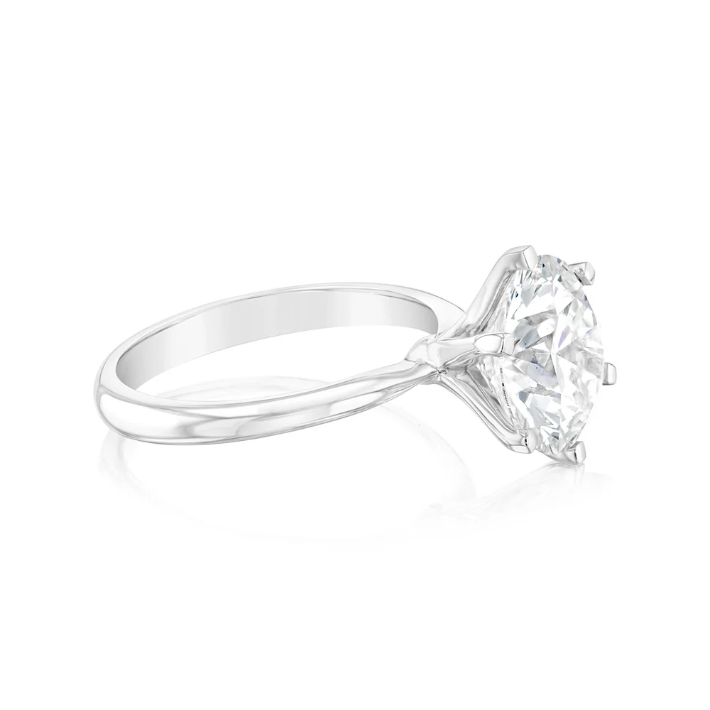 Luminesce Lab Grown 4Carat Certified Diamond Solitaire Ring in 18ct White Gold - Image 2