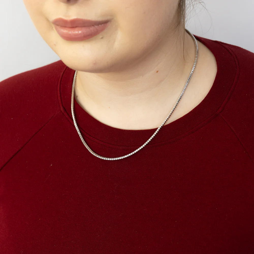 Luminesce Lab Grown 5 Carat Diamond 46cm Tennis Necklace in 9ct White Gold - Image 4