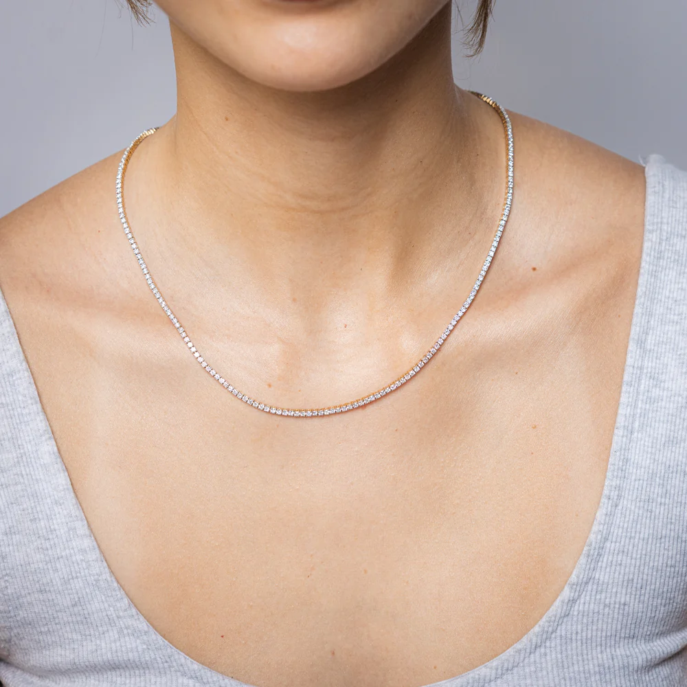 Luminesce Lab Grown 5 Carat Diamond 46cm Tennis Necklace in 9ct Yellow Gold - Image 4