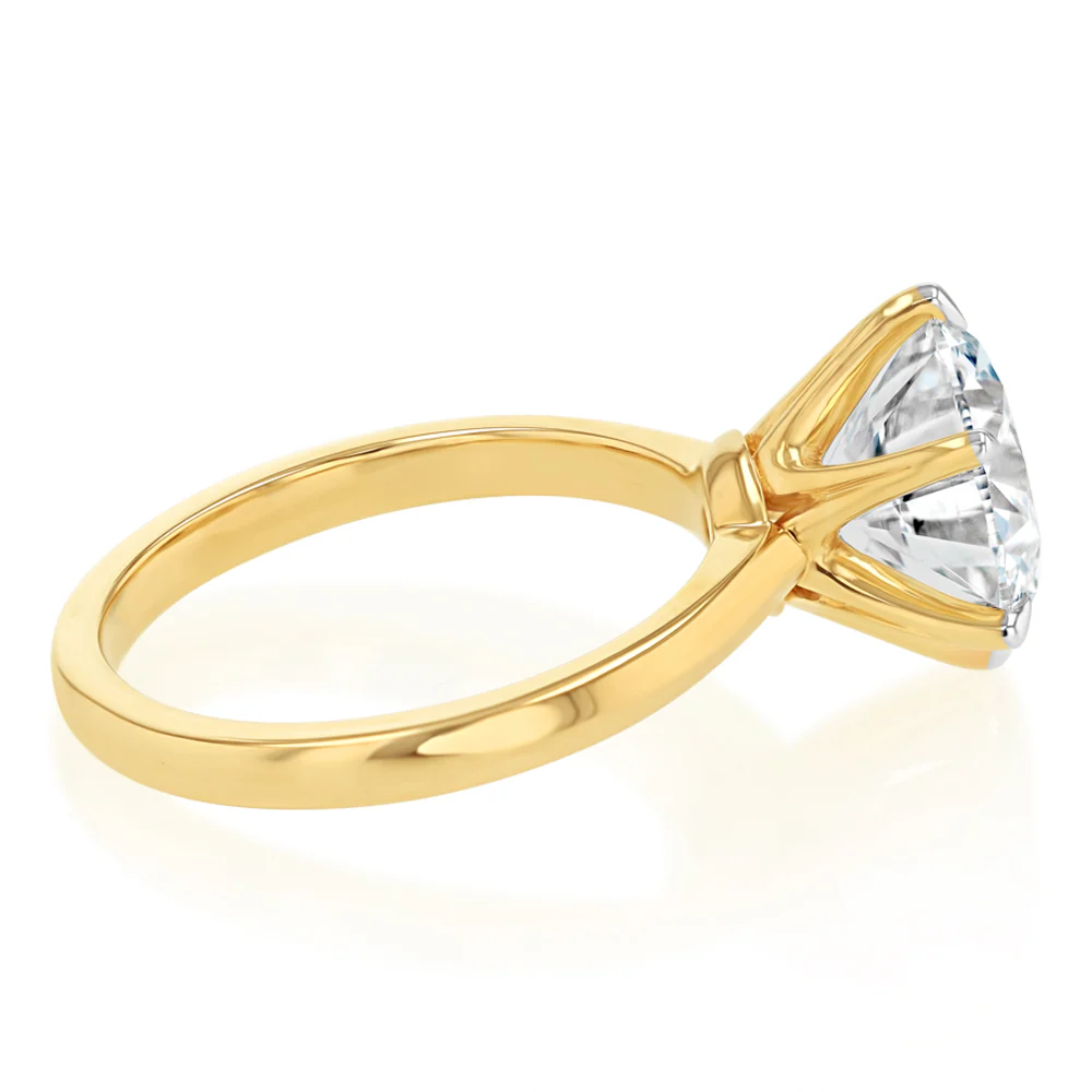 Luminesce Lab Grown 5 Carat Diamond Brilliant Solitaire Ring in 9ct Yellow Gold - Image 2