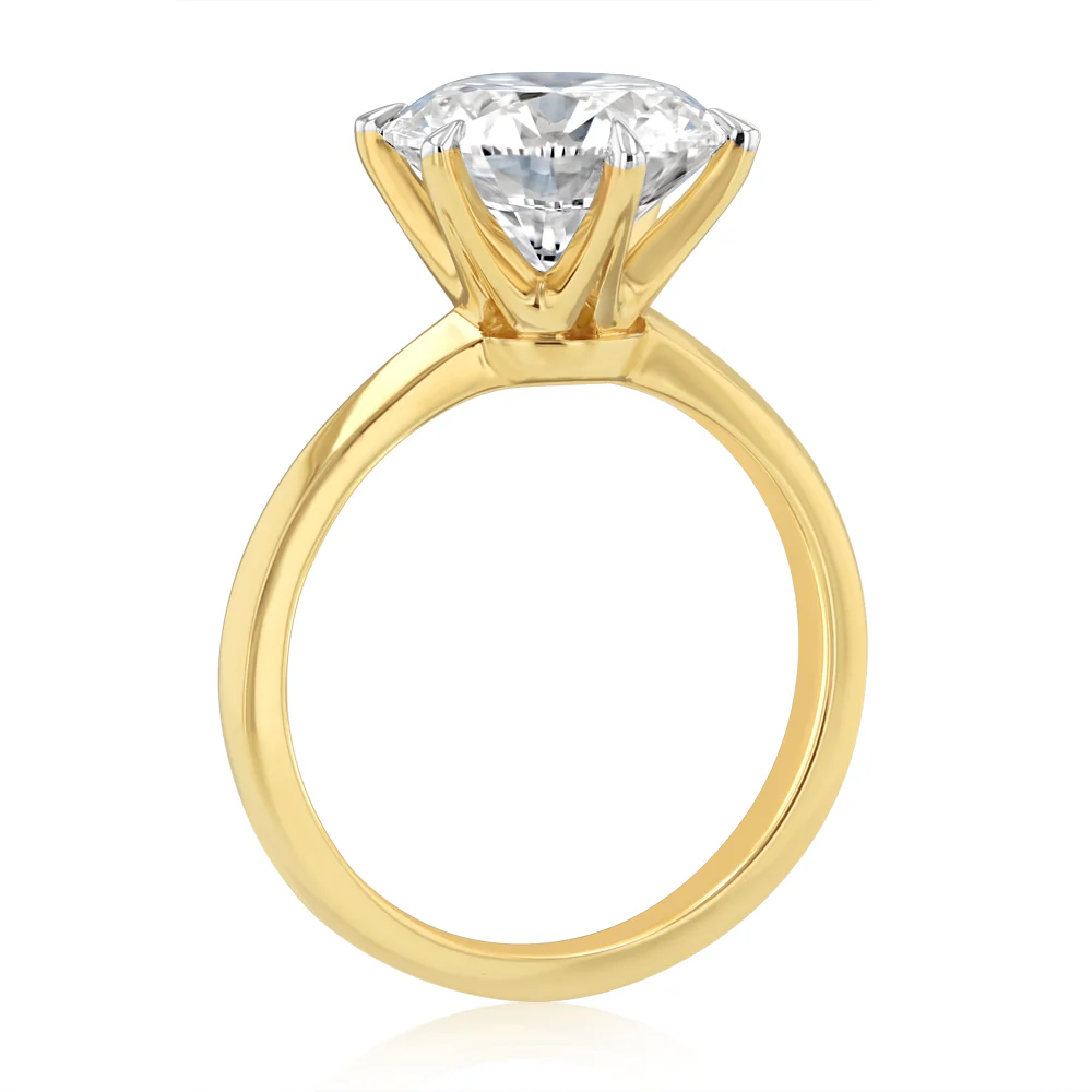 Luminesce Lab Grown 5 Carat Diamond Brilliant Solitaire Ring in 9ct Yellow Gold - Image 3