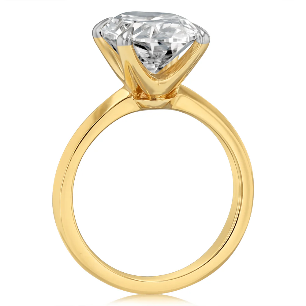 Luminesce Lab Grown 5 Carat Diamond Oval Solitaire Ring in 9ct Yellow Gold - Image 3