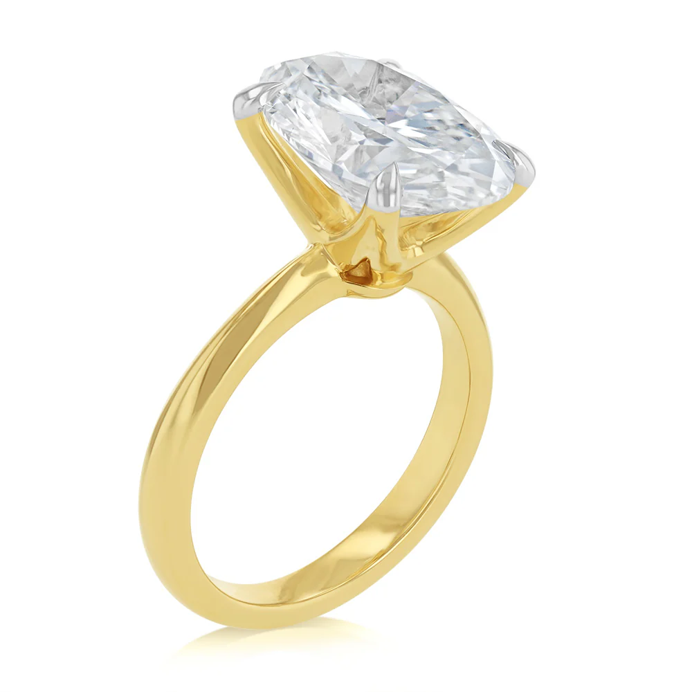 Luminesce Lab Grown 5 Carat Diamond Oval Solitaire Ring in 9ct Yellow Gold - Image 5
