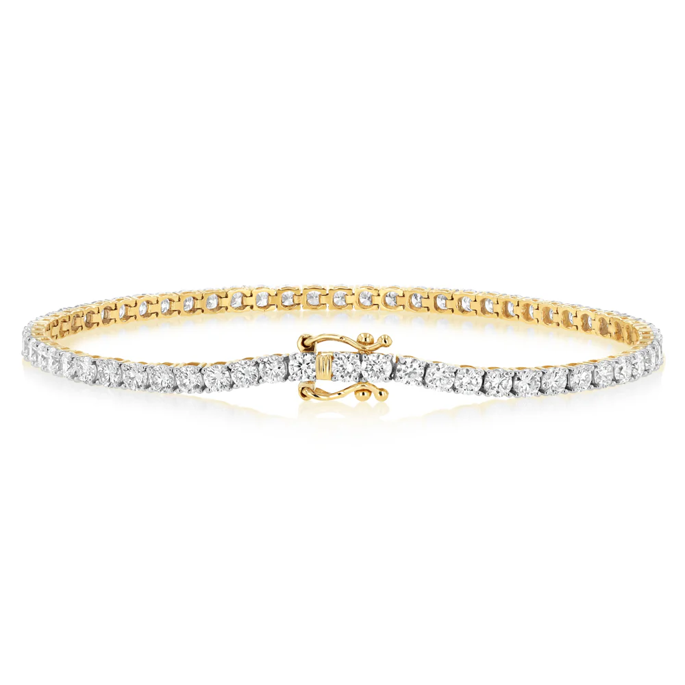 Luminesce Lab Grown 5 Carat Diamond Tennis Bracelet in 9ct Yellow Gold - Image 3