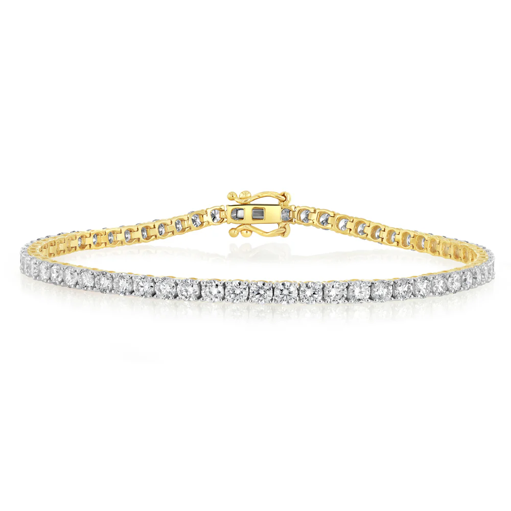 Luminesce Lab Grown 5 Carat Diamond Tennis Bracelet in 9ct Yellow Gold - Image 4