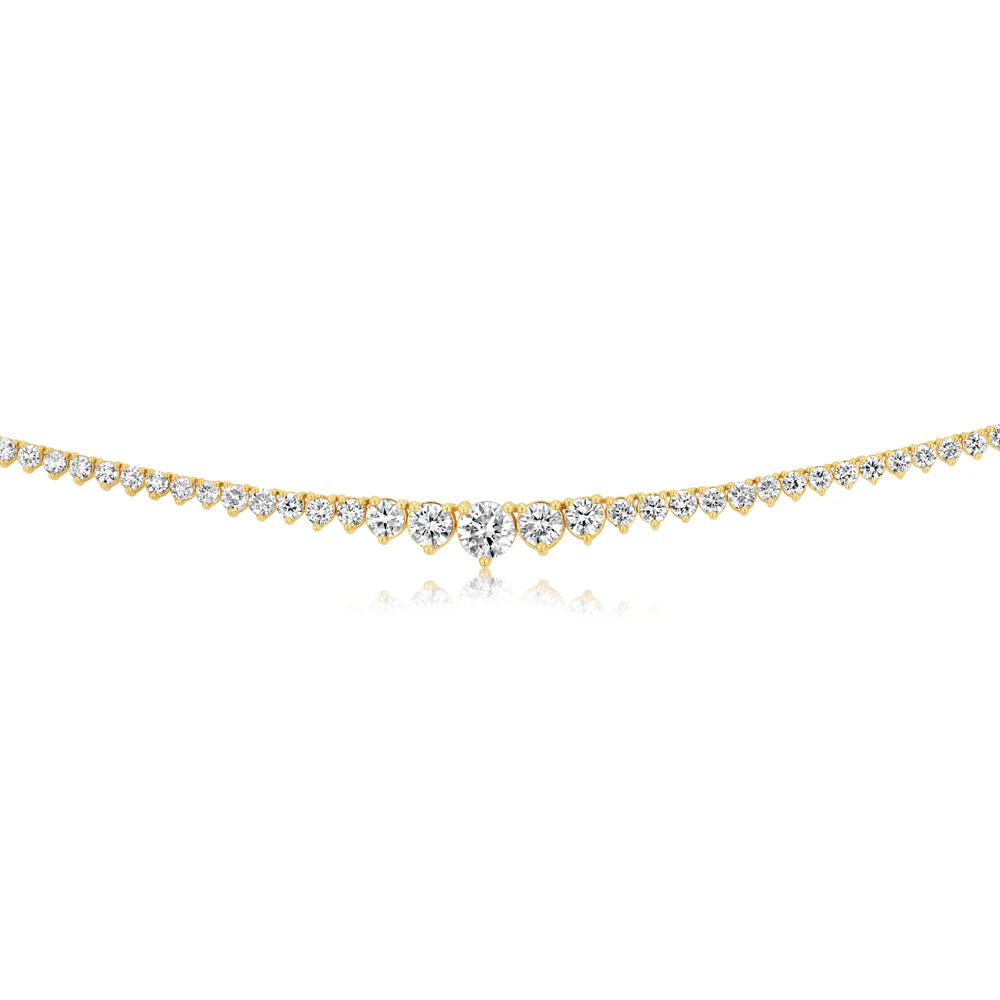Luminesce Lab Grown 5 Carat Diamond Tennis Necklace in 9ct Yellow Gold - Image 2