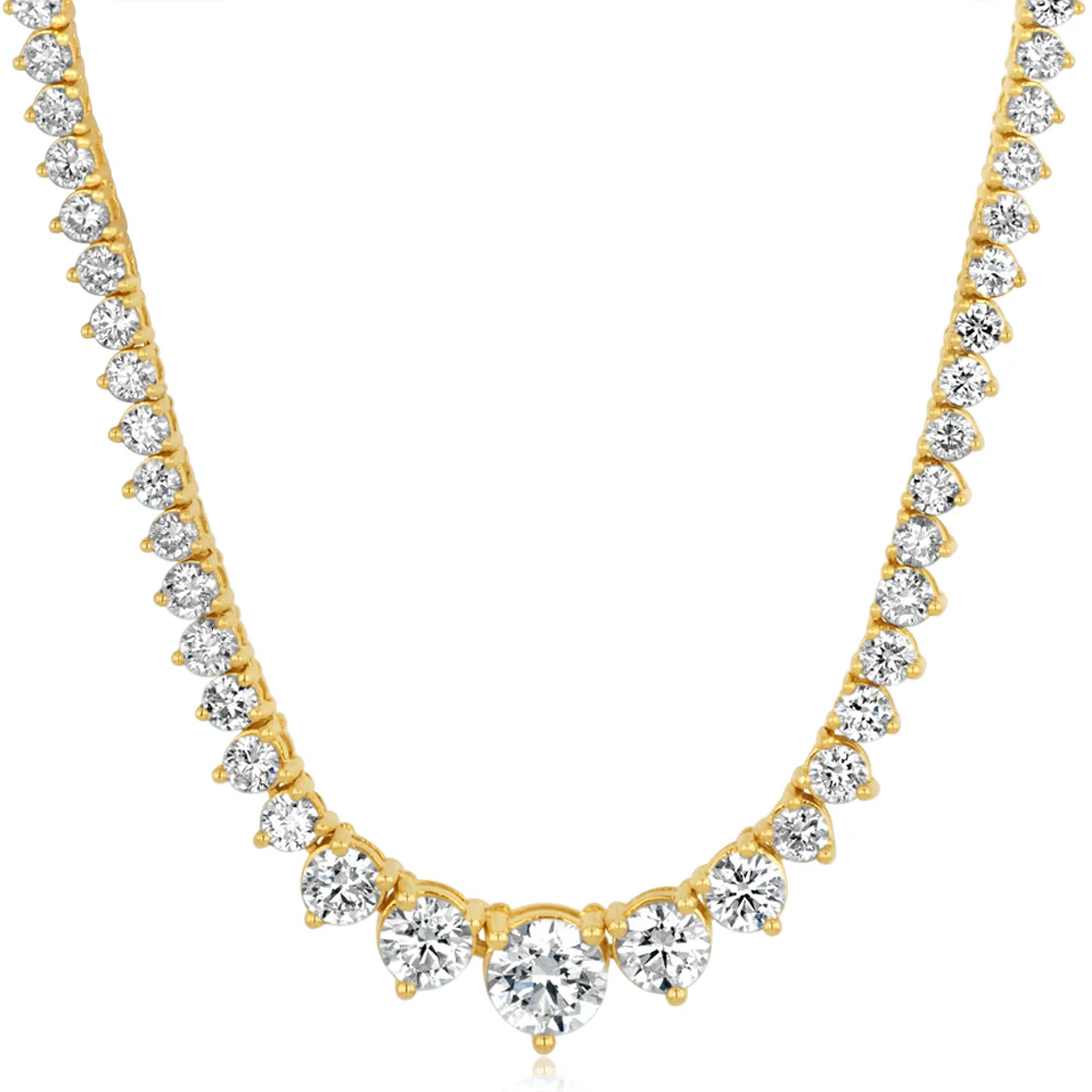 Luminesce Lab Grown 5 Carat Diamond Tennis Necklace in 9ct Yellow Gold - Image 3