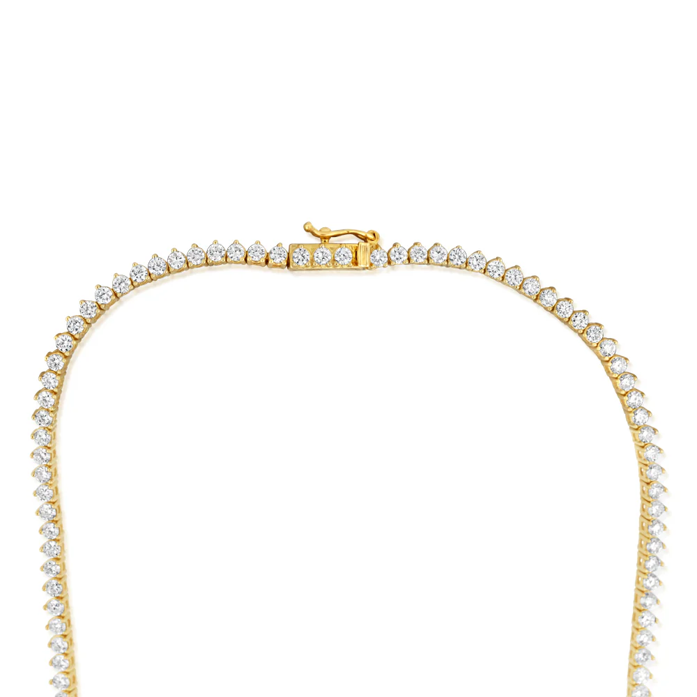 Luminesce Lab Grown 5 Carat Diamond Tennis Necklace in 9ct Yellow Gold - Image 4