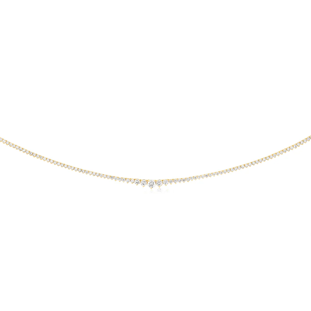 Luminesce Lab Grown 5 Carat Diamond Tennis Necklace in 9ct Yellow Gold - Image 5