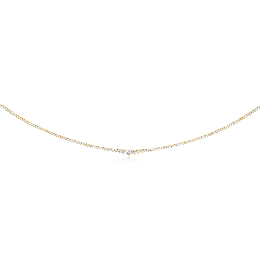 Luminesce Lab Grown 5 Carat Diamond Tennis Necklace in 9ct Yellow Gold - Image 6
