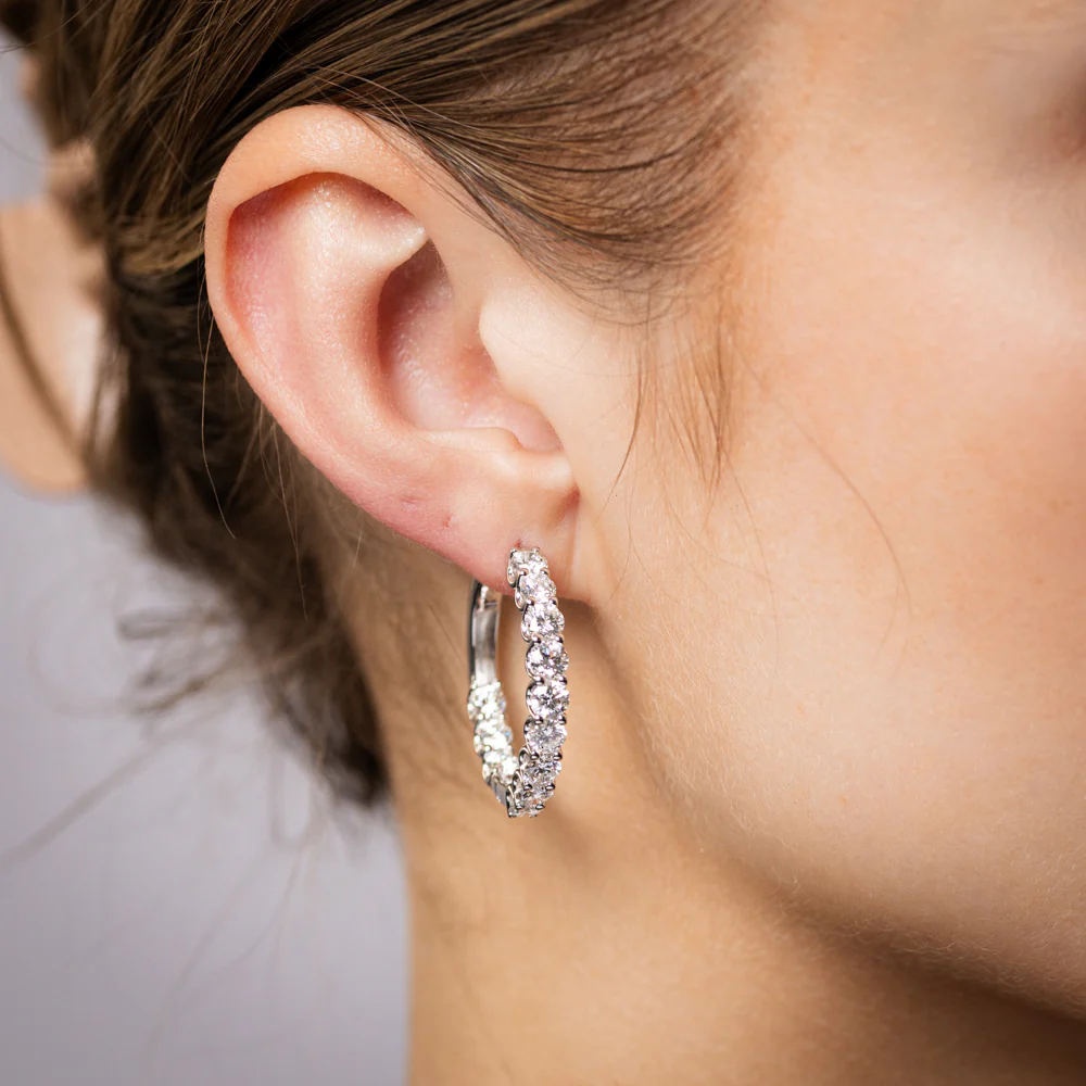 Luminesce Lab Grown 5 Carats Diamond Hoop Earrings in Sterling Silver - Image 2