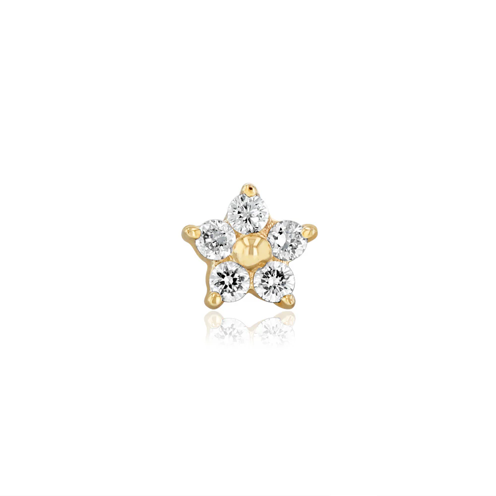Luminesce Lab Grown 5 Diamond Flower Single Flatback Earring in 9ct Yellow Gold