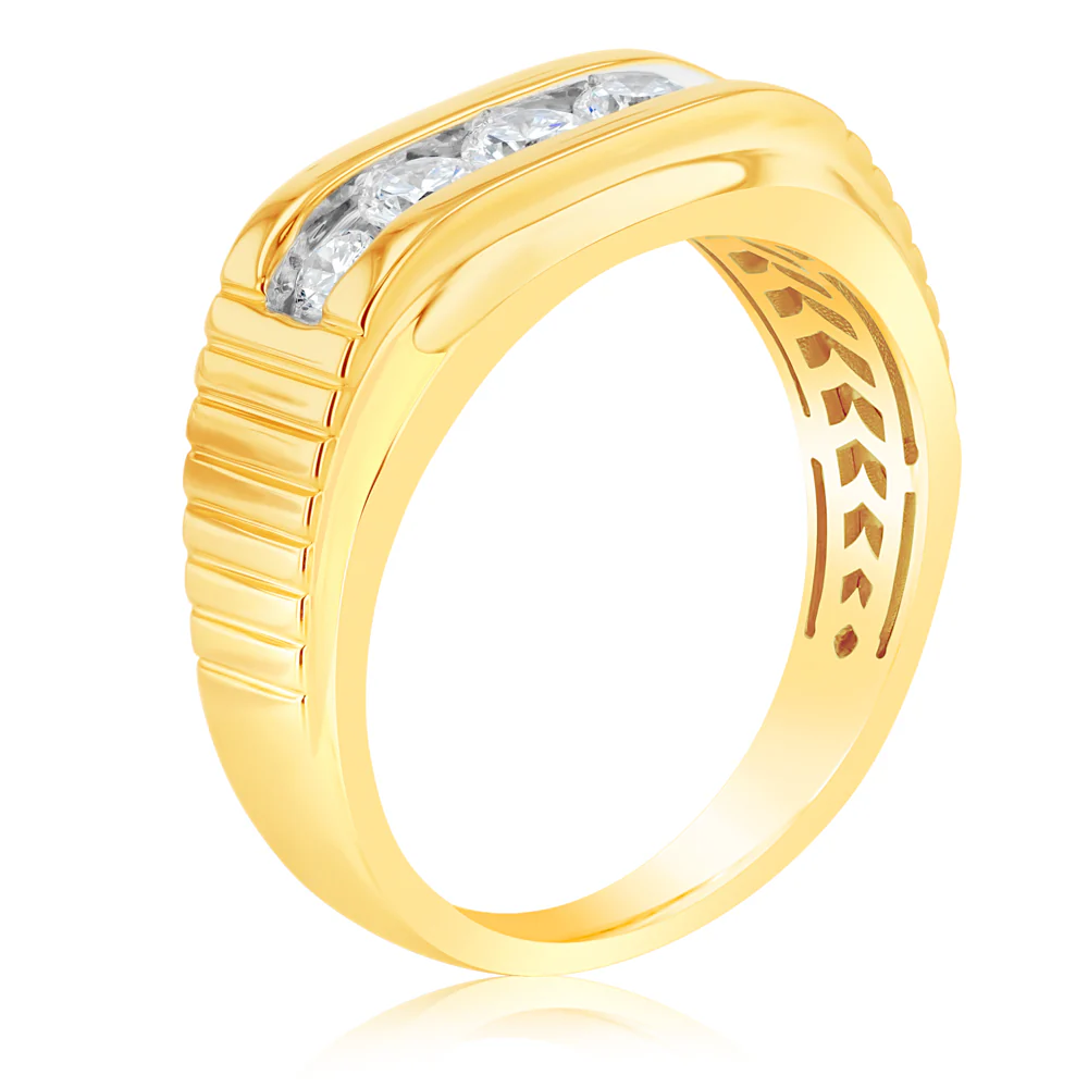 Luminesce Lab Grown 5 Diamonds Gents Ring in 9ct Yellow Gold - Image 3