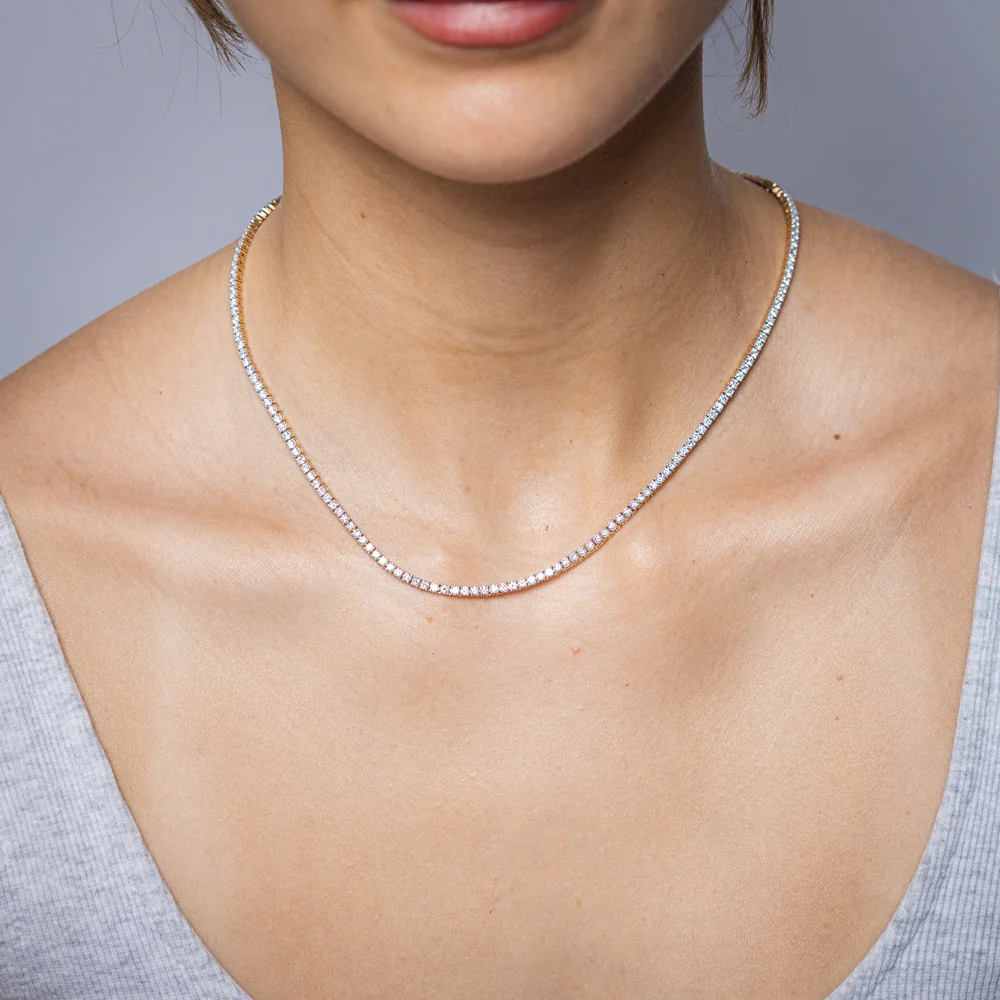 Luminesce Lab Grown 6 Carat Diamond 40cm Tennis Necklace in 9ct Yellow Gold - Image 4