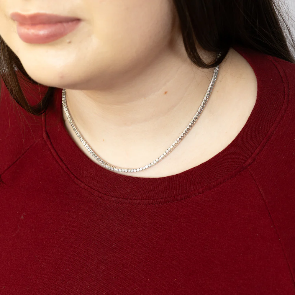Luminesce Lab Grown 6 Carat Diamond Adjustable Tennis Necklace in Sterling SIlver - Image 3
