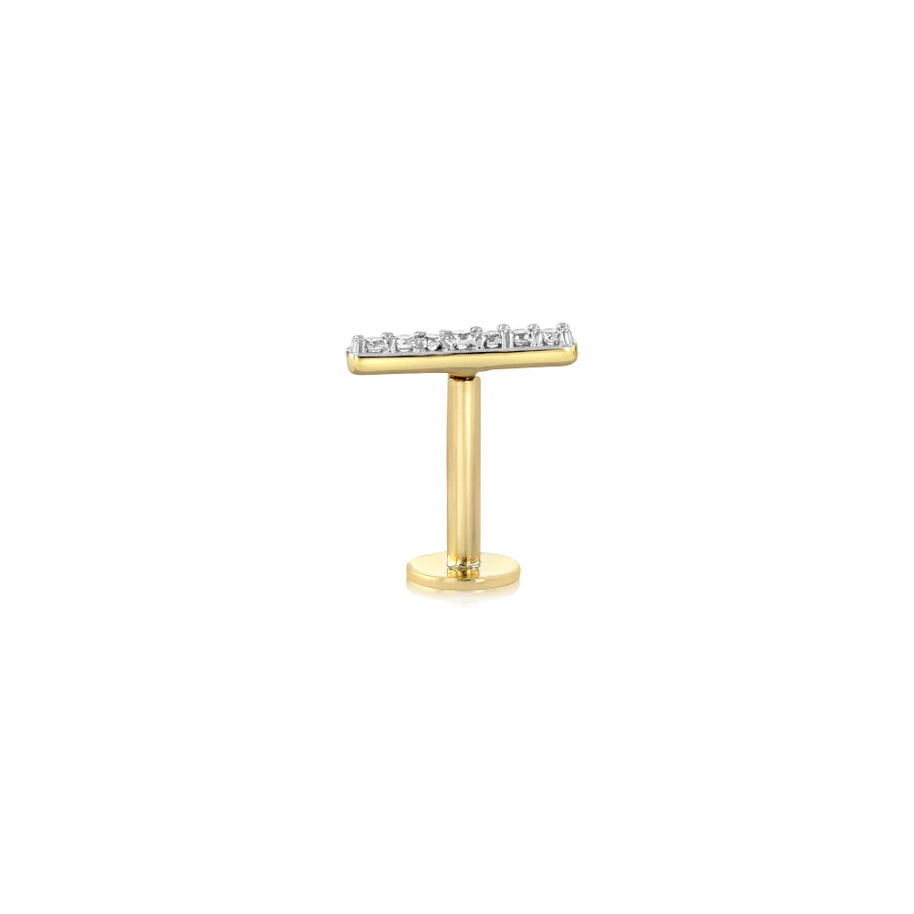 Luminesce Lab Grown 7 Diamond Bar Single Flatback Earring in 9ct Yellow Gold - Image 3