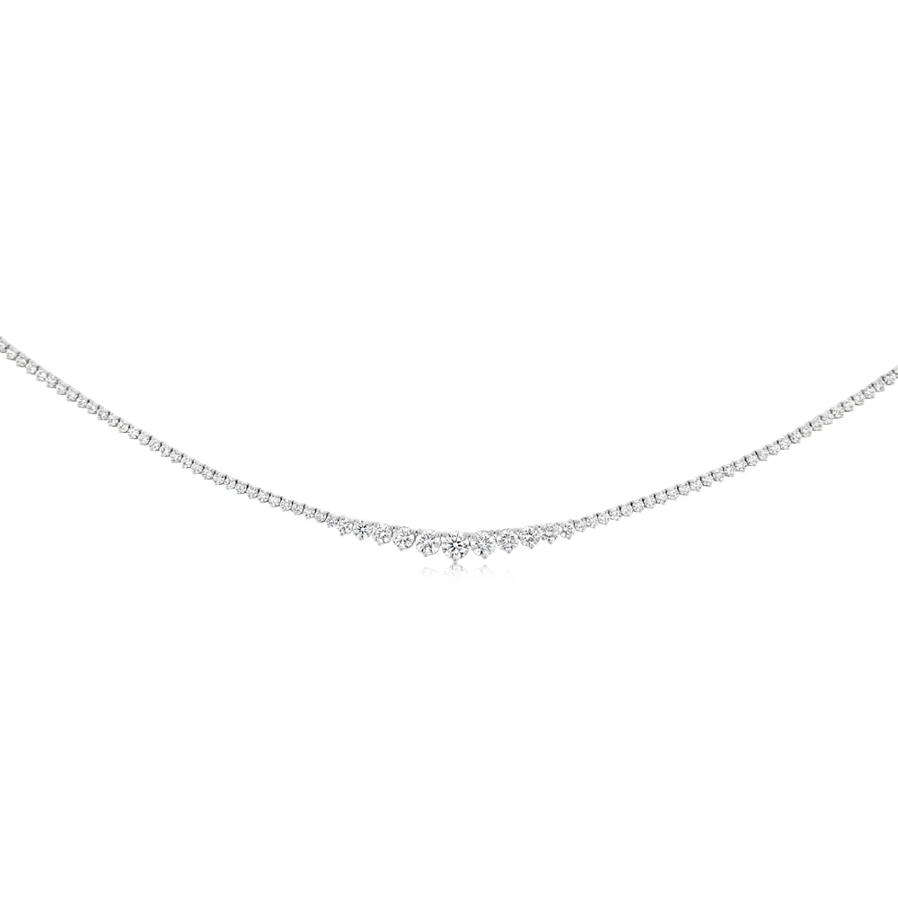Luminesce Lab Grown 8.7 Carats Diamond Tennis Necklace in 10ct White Gold - Image 2