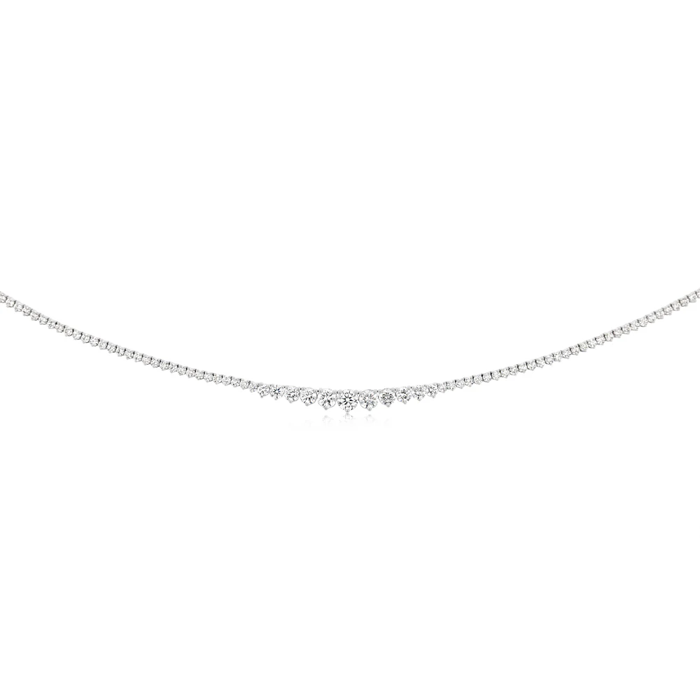 Luminesce Lab Grown 8.7 Carats Diamond Tennis Necklace in 10ct White Gold - Image 3