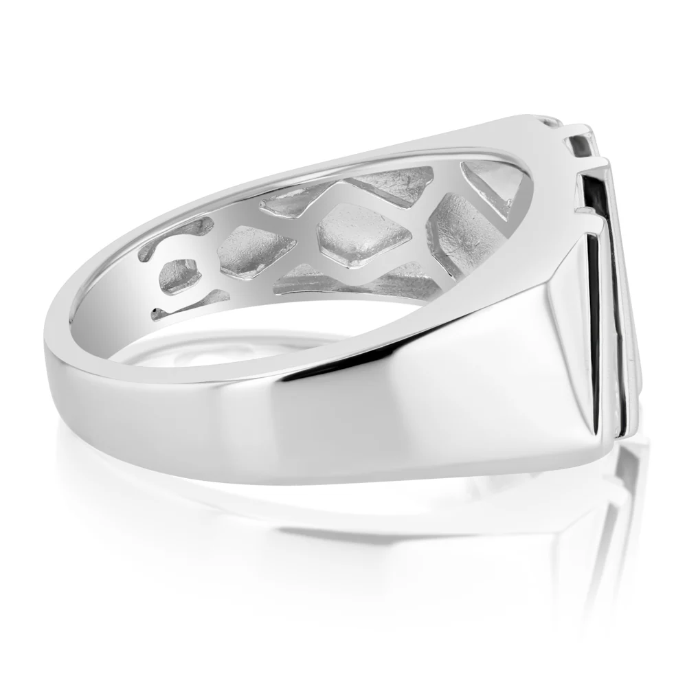 Luminesce Lab Grown 9 Diamond Channel Gents Ring in Sterling Silver - Image 2